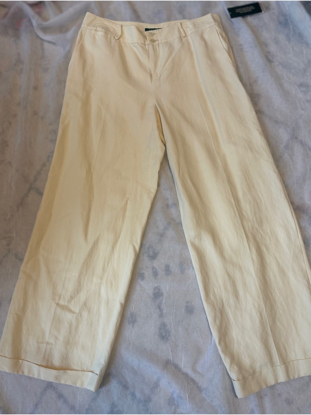 Ralph Lauren Cream Wide-Leg Trousers - Picture 1 of 8